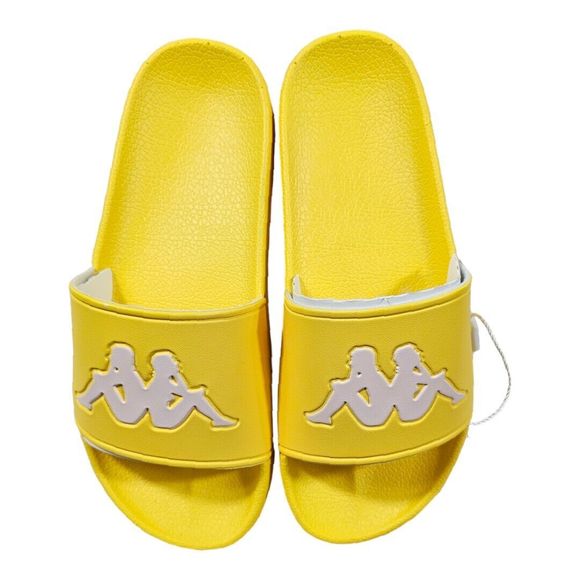 Kappa Authentic Adam 2 Yellow Yolk White Antique Youth Unisex SZ USA 5 SLIDES - Picture 4 of 6